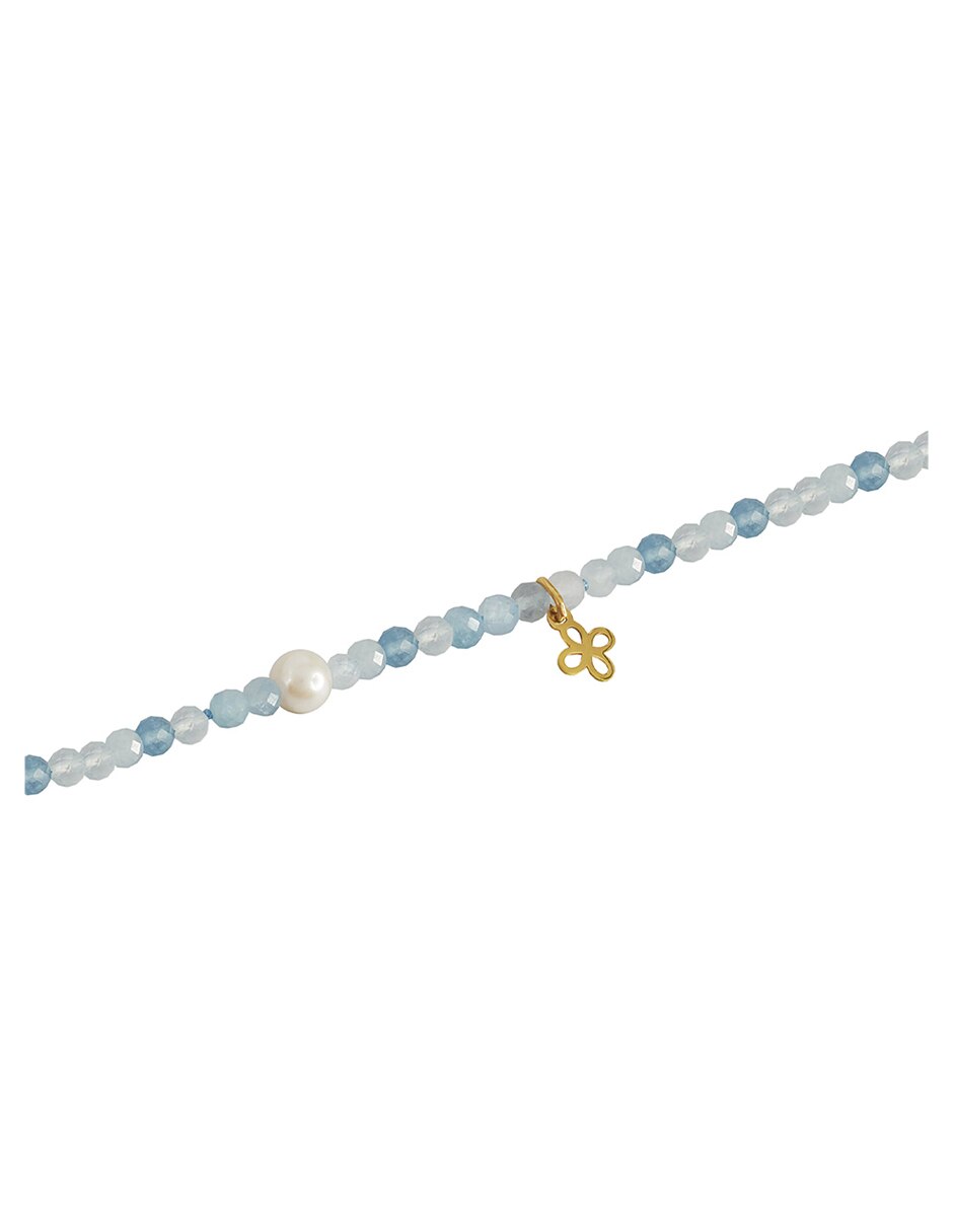 Pulsera de oro con perla 14 K acabado lustre 2