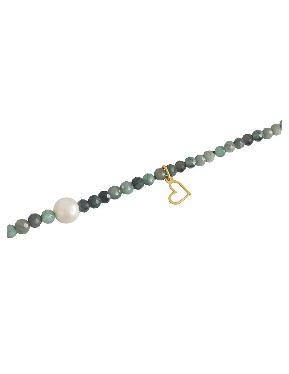 Brazalete de oro con esmeralda 14 K acabado lustre 2