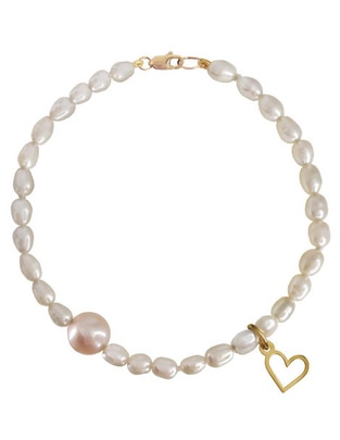 Pulsera de oro con perla 14 K acabado lustre Pulsera de oro con perla 14 K acabado lustre