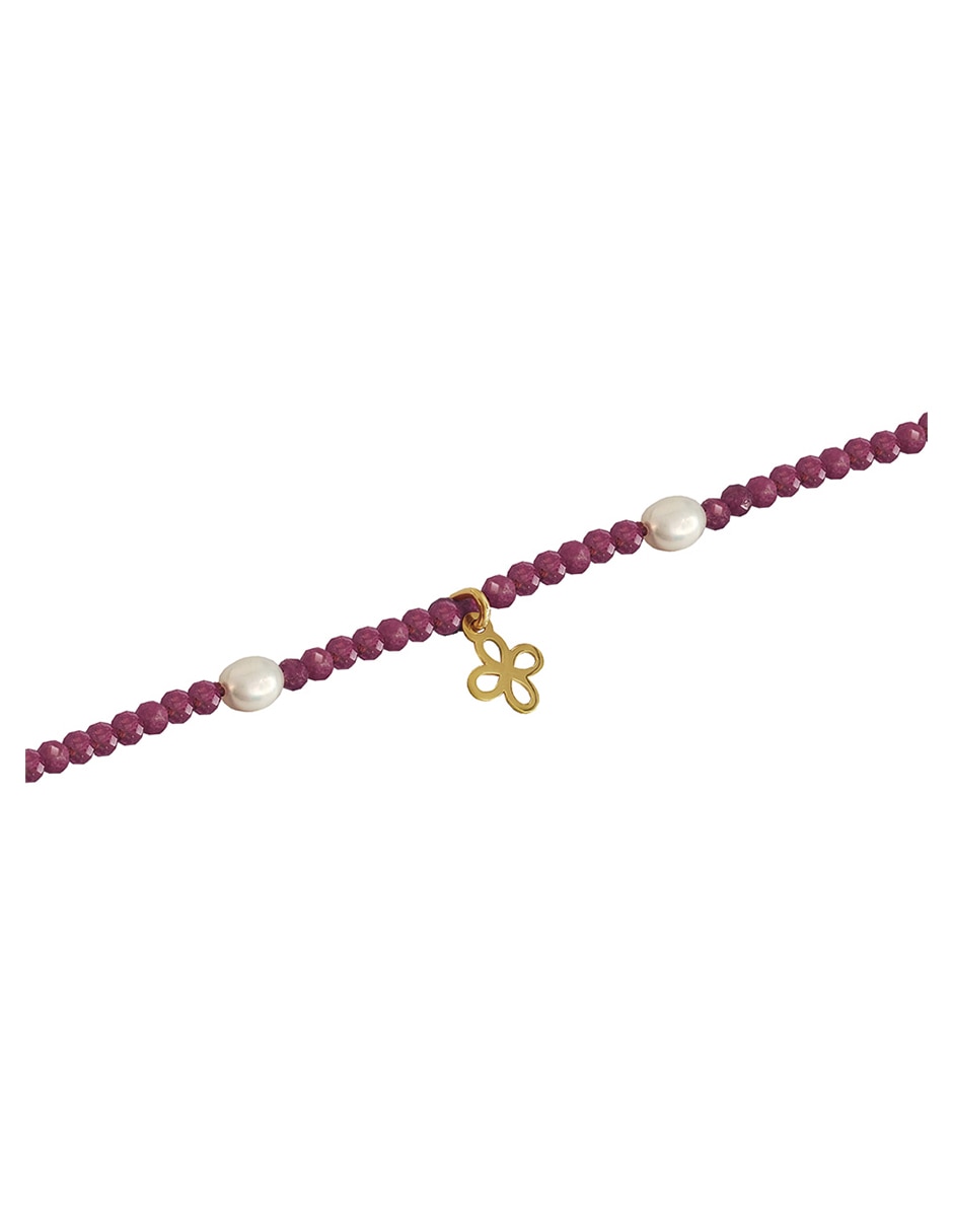 Pulsera de oro con rubí 14 K acabado lustre 2