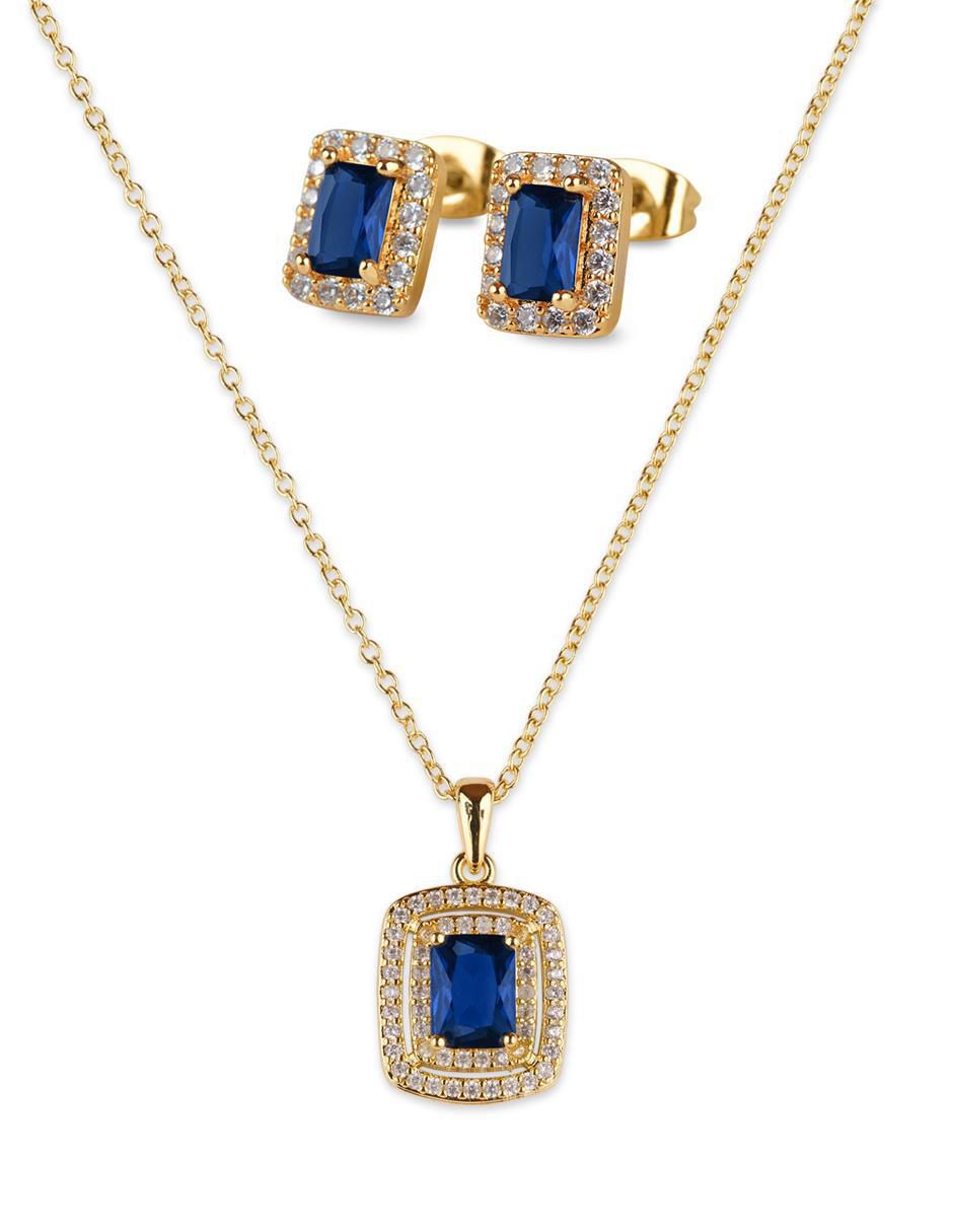 Set de collar y aretes Set Elia de latón 14 k zirconia cúbica