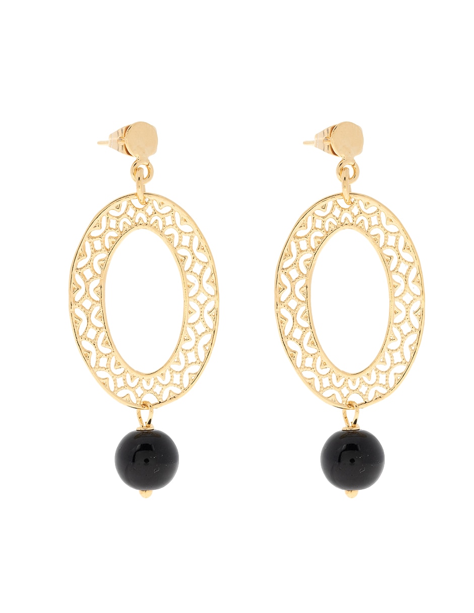 Aretes y collar ovalado Filigrana de plata p 925 ónix 3