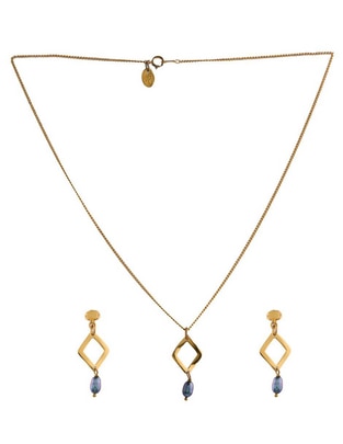 Aretes y collar de rombo de plata p 925 perla