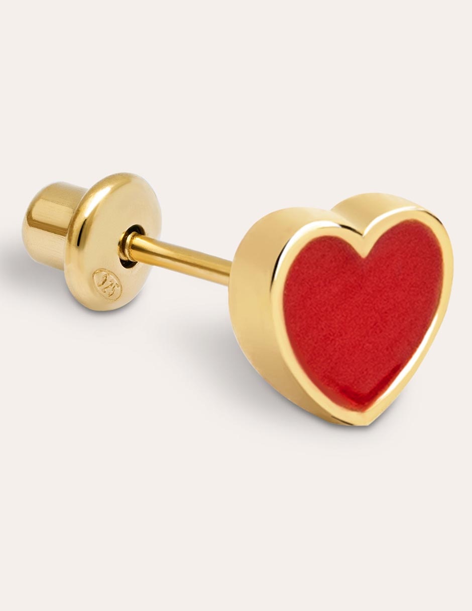 Aretes de corazón de plata 18 K 2