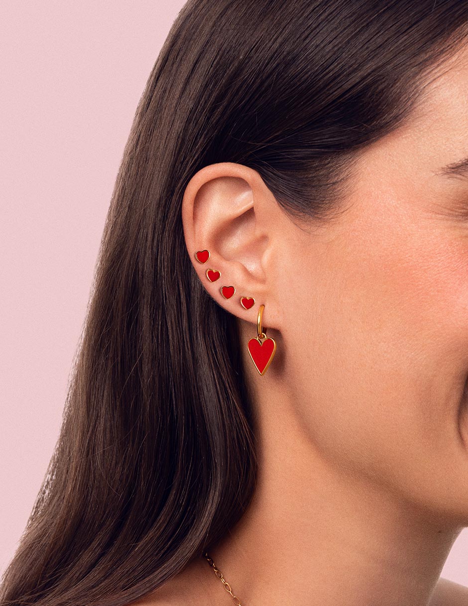 Aretes de corazón de plata 18 K 3