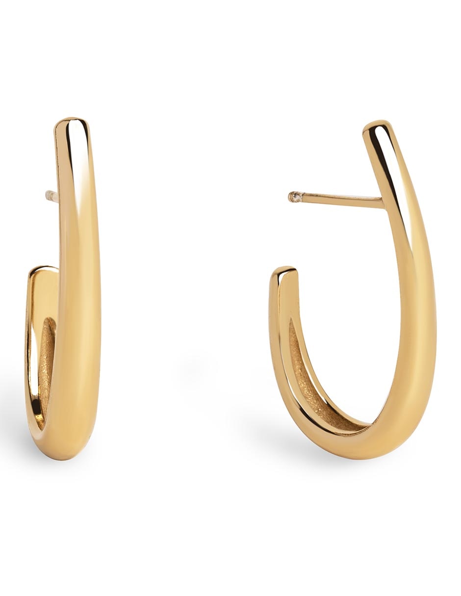 Aretes de aro con acabado baño de oro 18 K Aretes de aro con acabado baño de oro 18 K