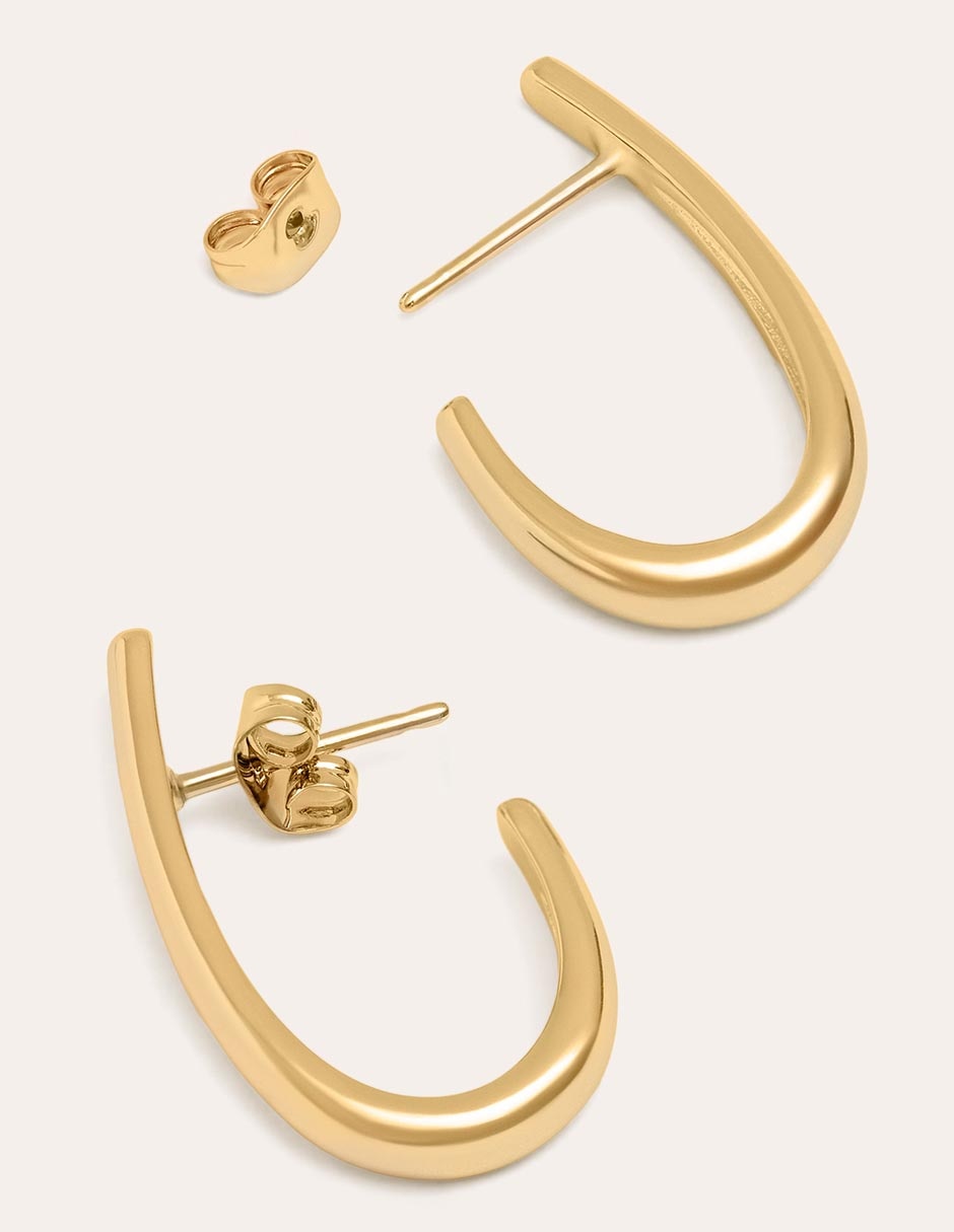 Aretes de aro con acabado baño de oro 18 K 2