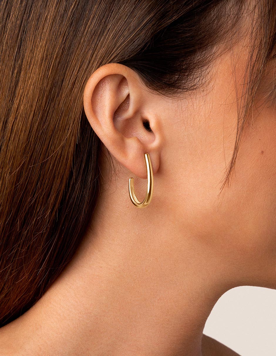 Aretes de aro con acabado baño de oro 18 K 3