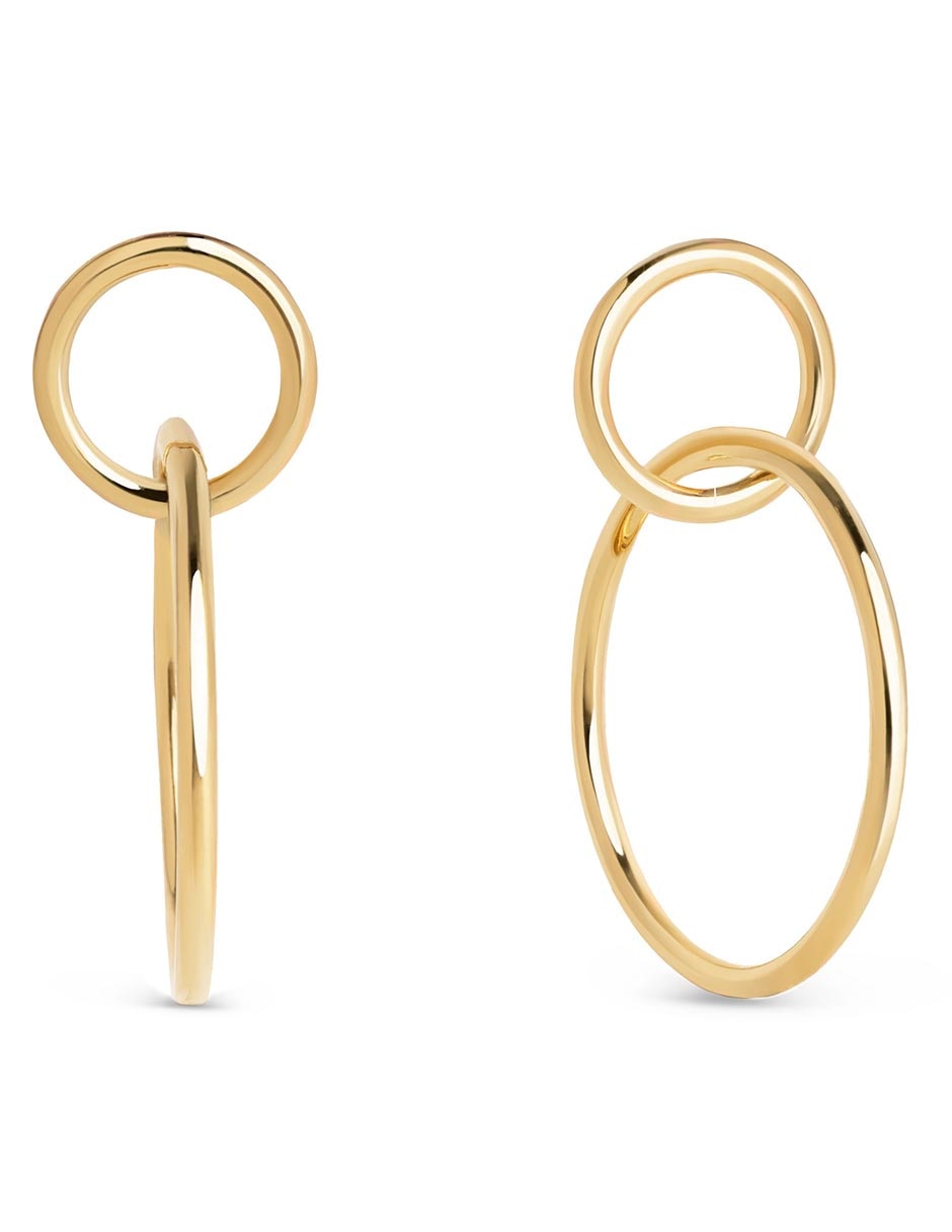 Aretes redondos con acabado baño de oro 18 K
