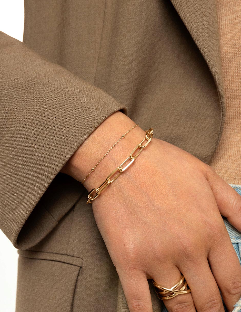 Pulsera Link acabado baño de oro 18 K 3