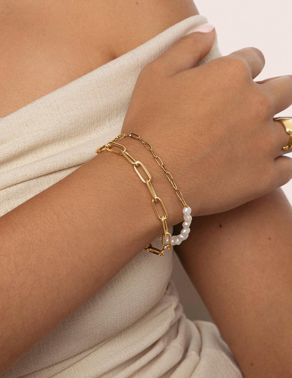 Pulsera Link acabado baño de oro 18 K 4