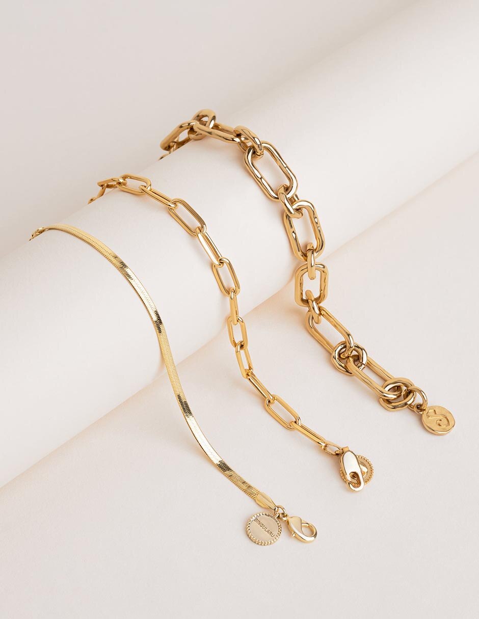 Pulsera Link acabado baño de oro 18 K 7