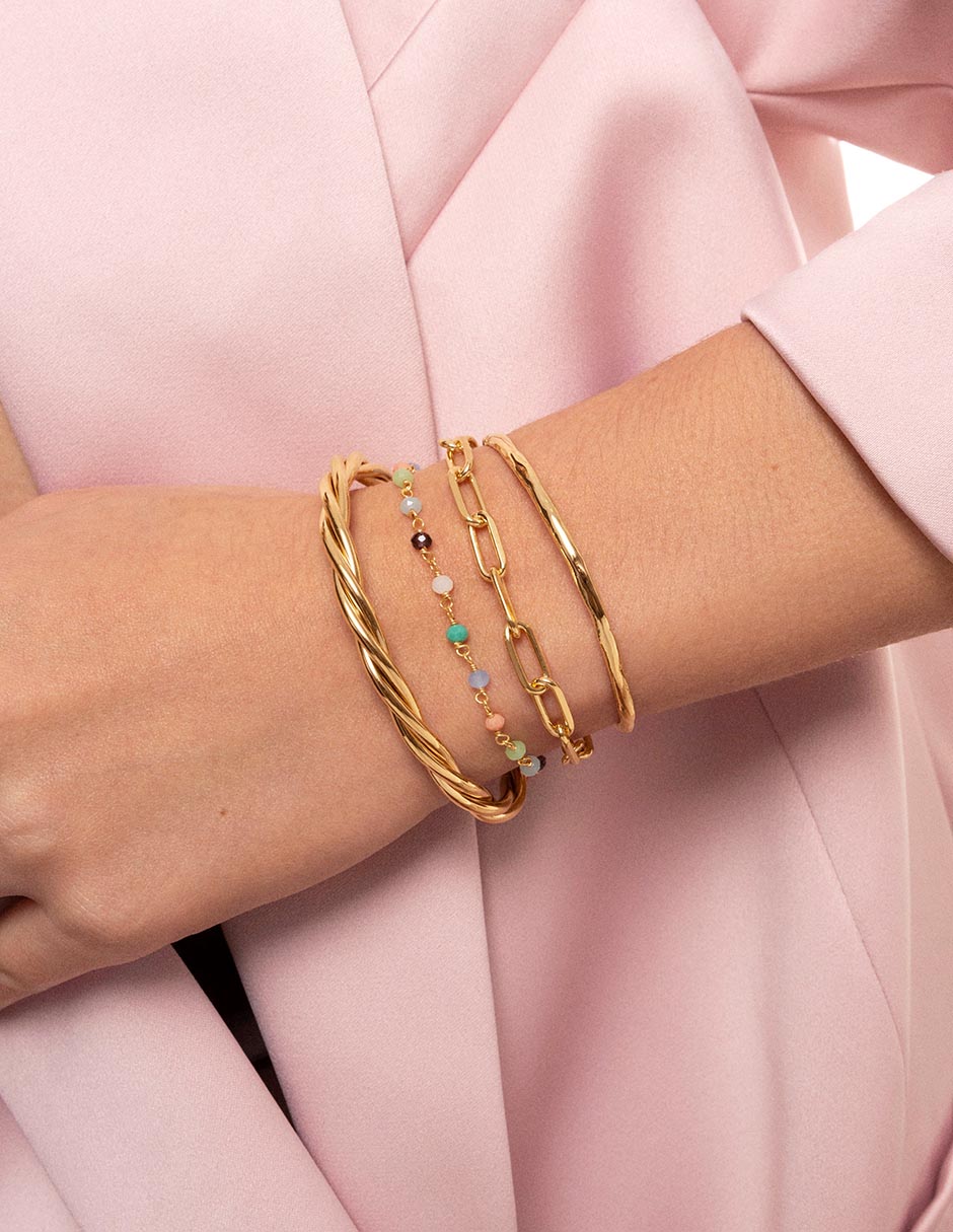 Pulsera Link acabado baño de oro 18 K 8