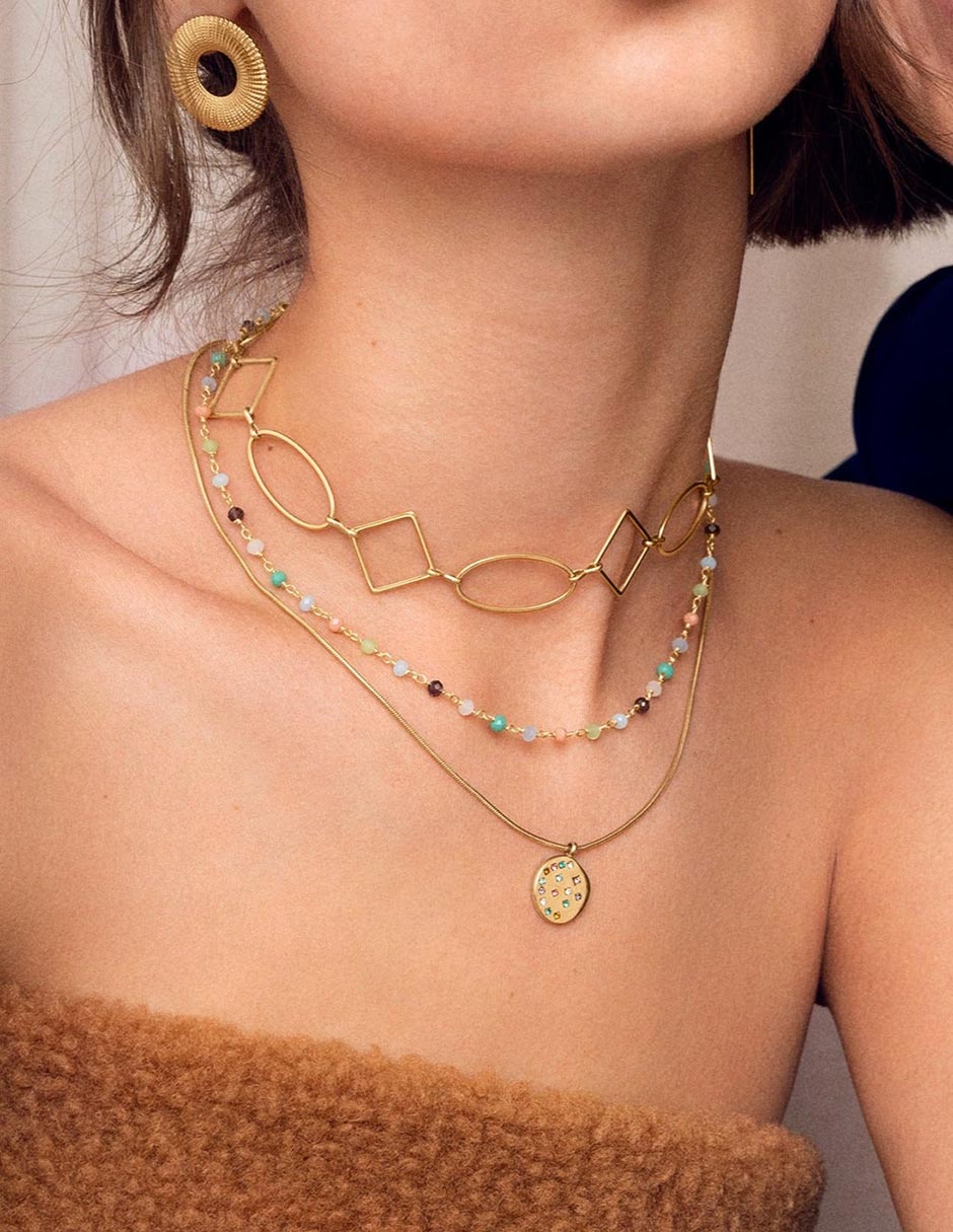 Collar Bling Rainbow con acabado baño de oro 18 K 4