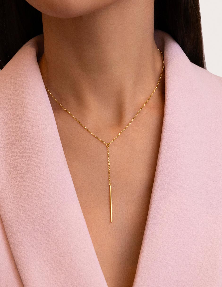 Collar Stick de plata 18 K con acabado baño de oro 3