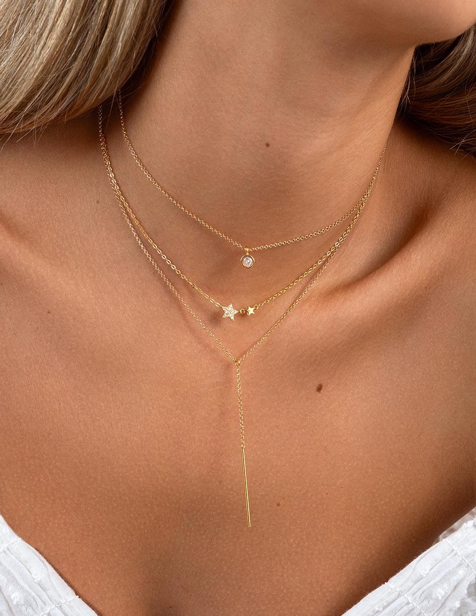 Collar Stick de plata 18 K con acabado baño de oro 5