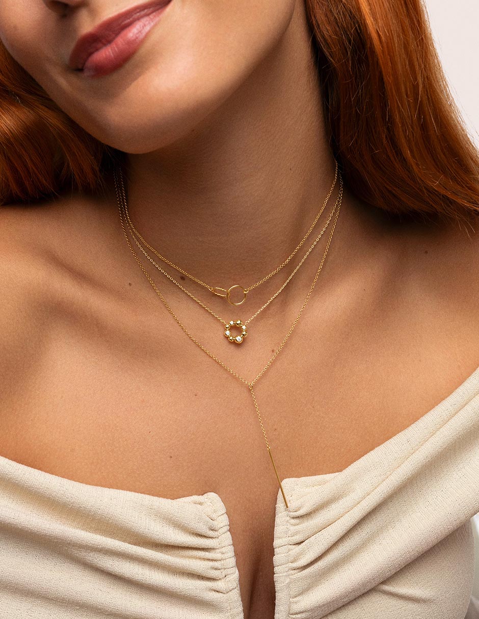 Collar Stick de plata 18 K con acabado baño de oro 6