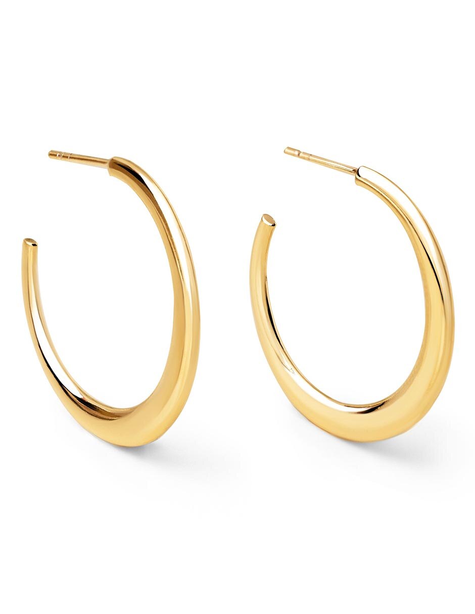 Aretes redondos con acabado baño de oro 18 K Aretes redondos con acabado baño de oro 18 K