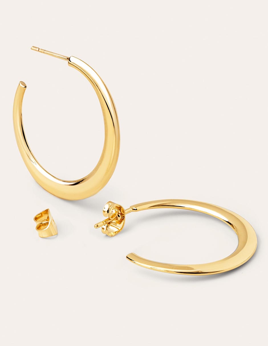 Aretes redondos con acabado baño de oro 18 K 2