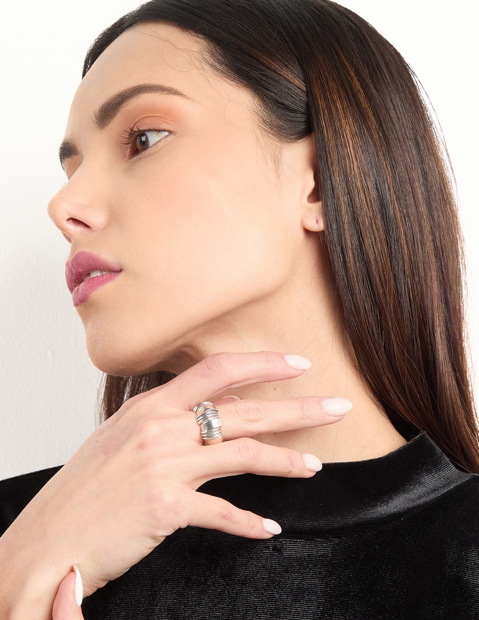 Anillo Torzal de plata brillante 4