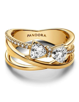 Anillo Timeless de plata zirconia cúbica con acabado baño de oro