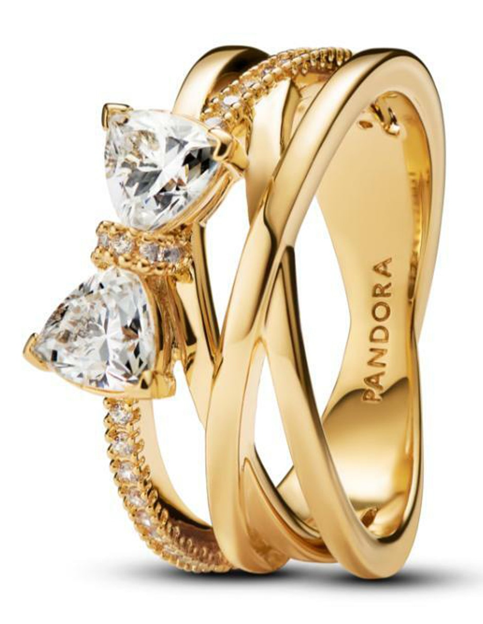 Anillo Timeless de plata zirconia cúbica con acabado baño de oro
