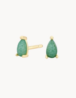 Broqueles de gota Firefly con acabado baño de oro 18 K jade Broqueles de gota Firefly con acabado baño de oro 18 K jade
