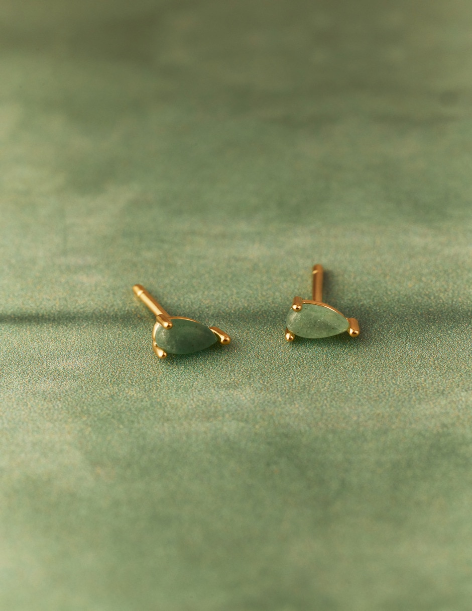 Broqueles de gota Firefly con acabado baño de oro 18 K jade 2