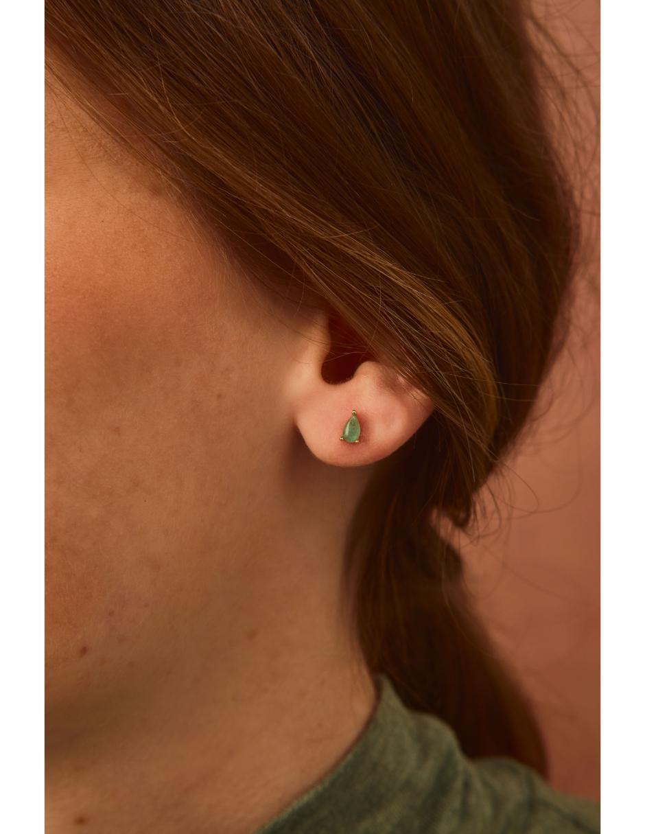 Broqueles de gota Firefly con acabado baño de oro 18 K jade 4