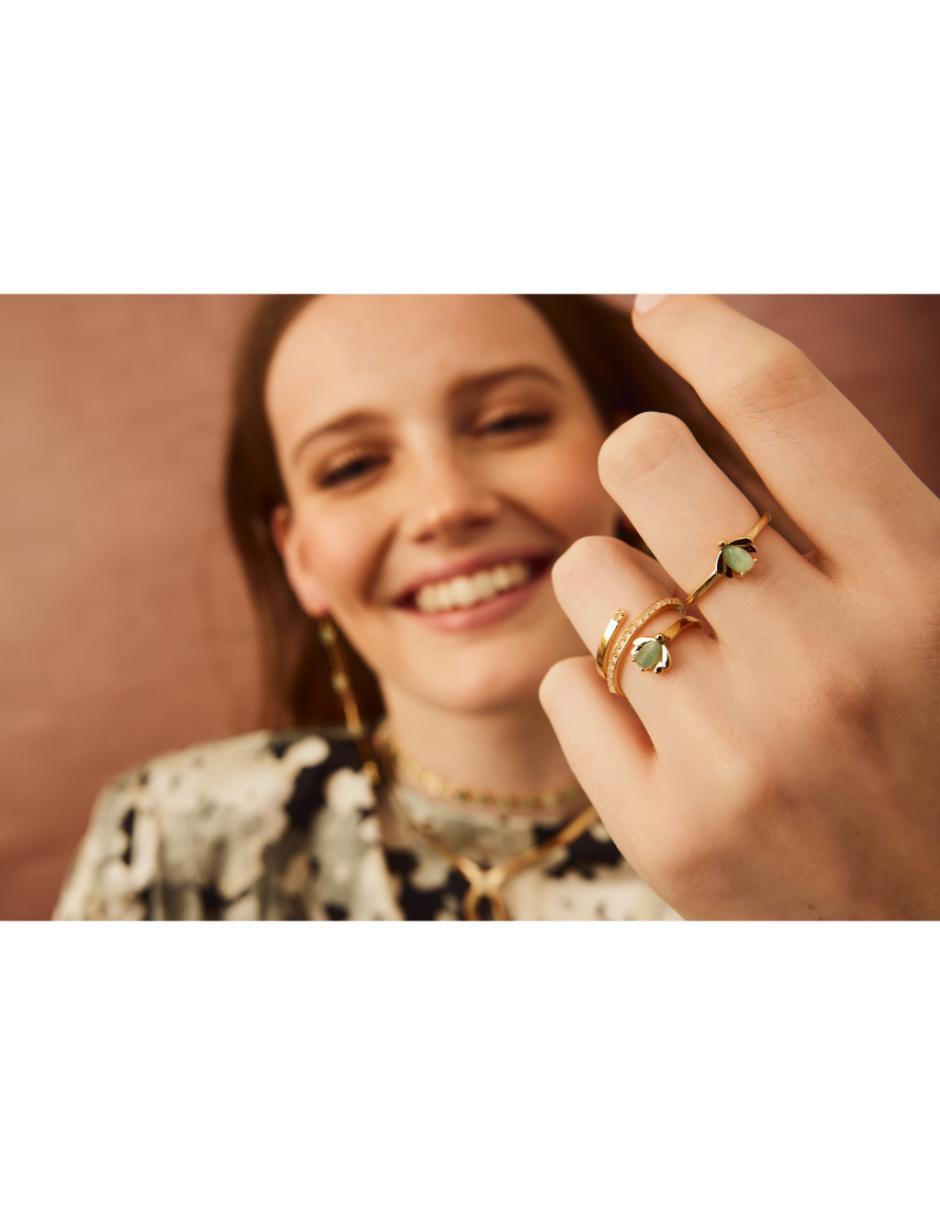 Anillo con gema de luciérnaga Firefly 18 k jade baño de oro 3