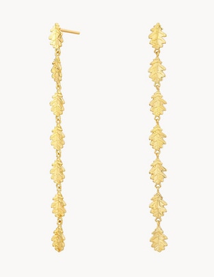 Aretes de hoja Into The Woods con acabado baño de oro 18 K