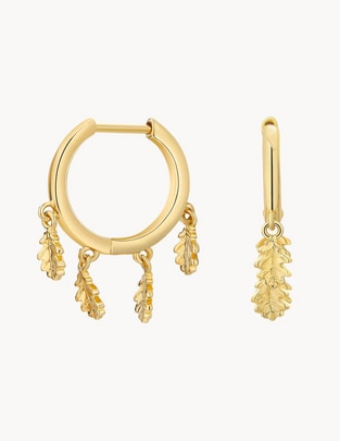 Aretes de hoja Into The Woods con acabado baño de oro 18 K
