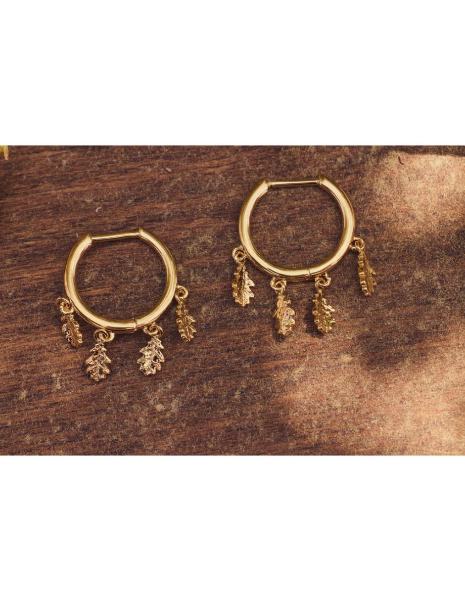 Aretes de hoja Into The Woods con acabado baño de oro 18 K 2