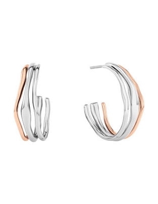 Aretes de aro Wavy con acabado brillante