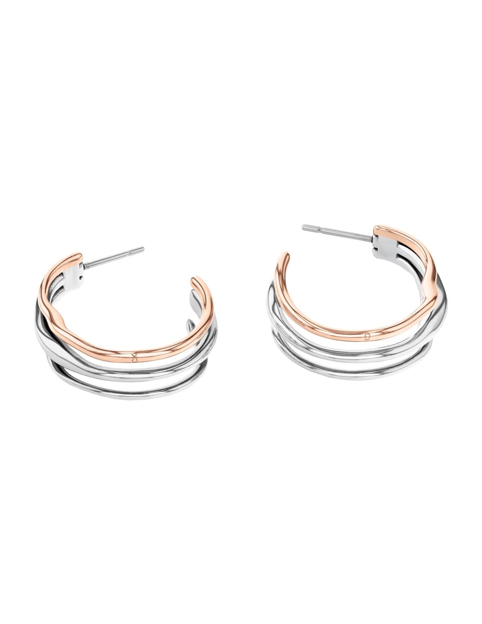 Aretes de aro Wavy con acabado brillante 2