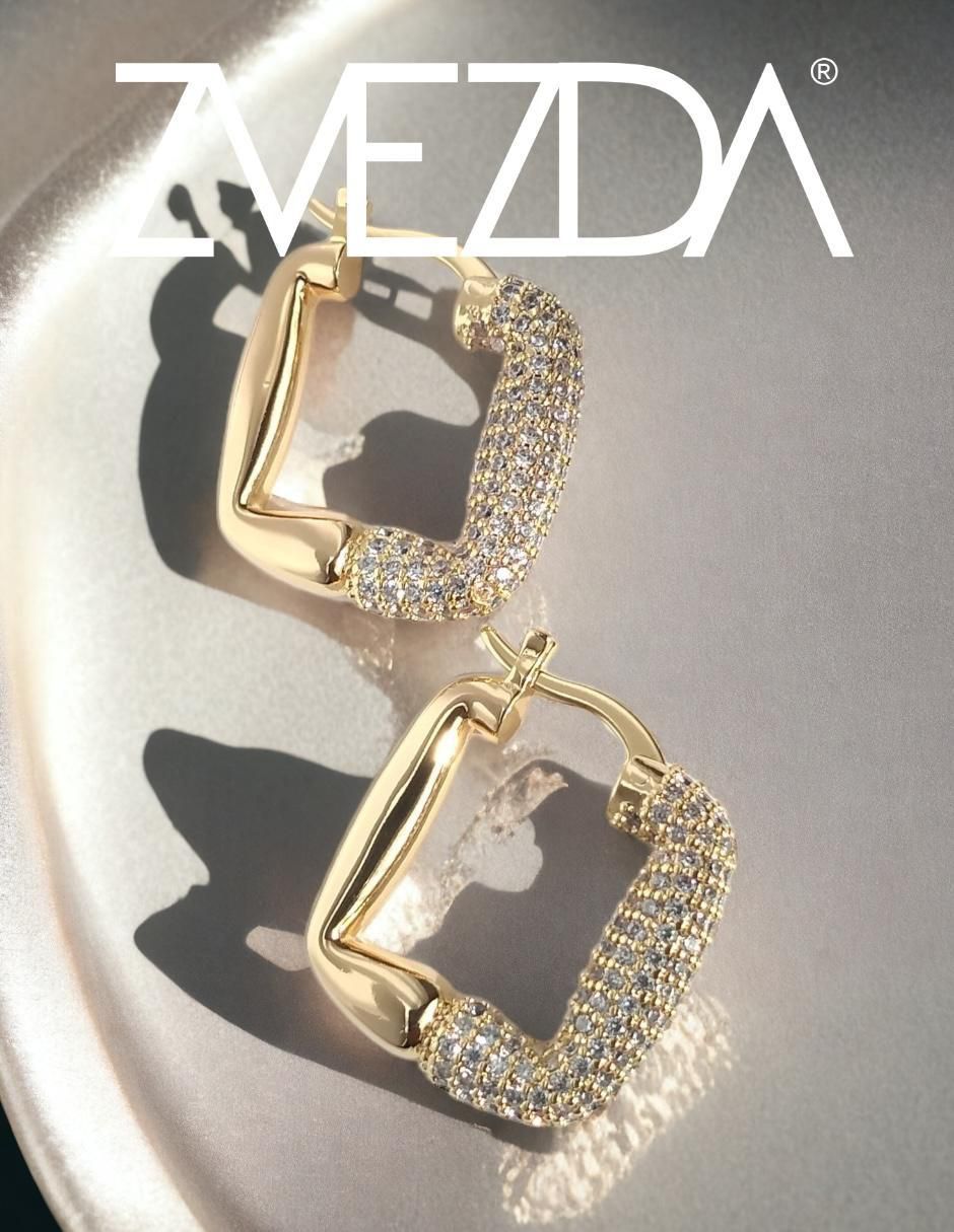Aretes cuadrados con acabado pavé 2