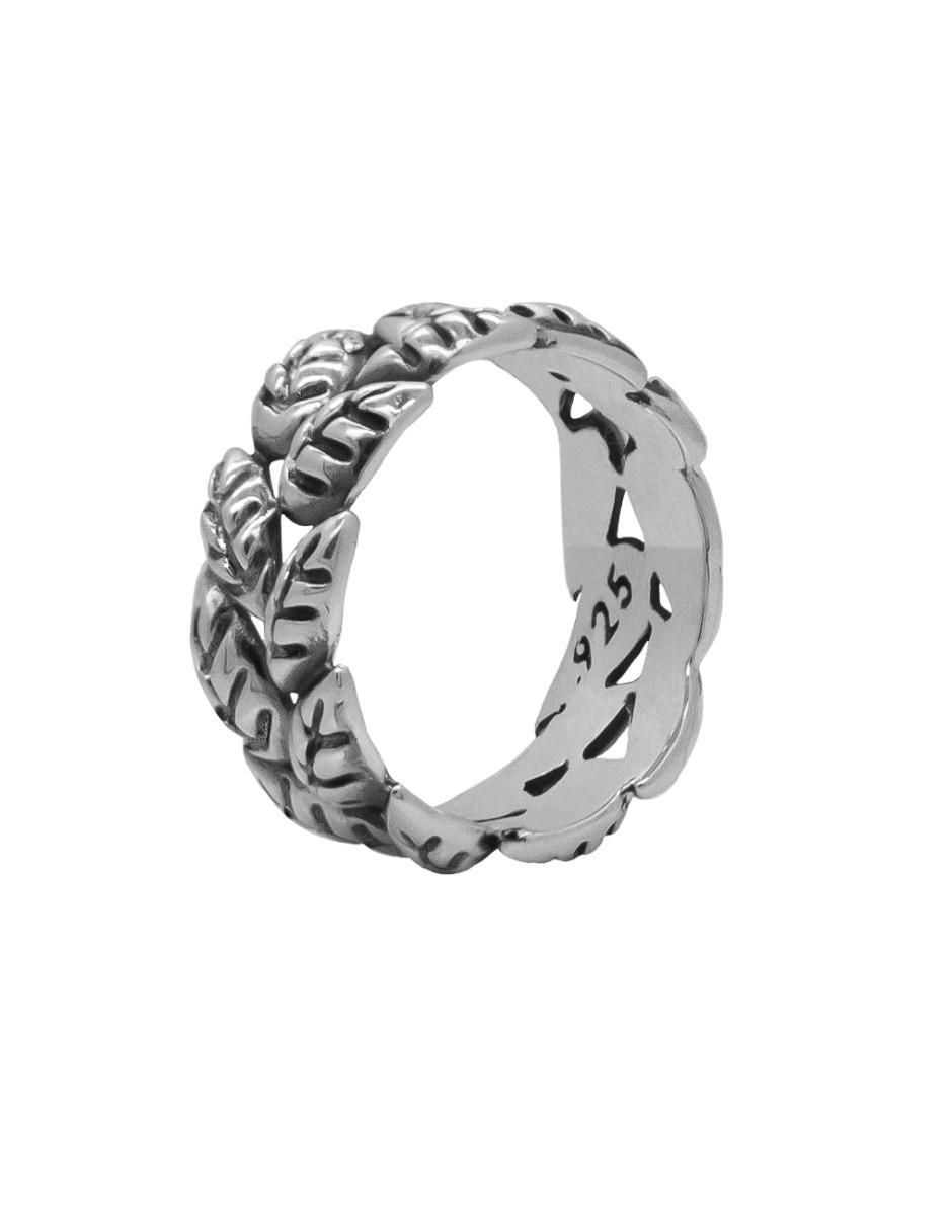 Anillo de hoja P 925 de plata brillante