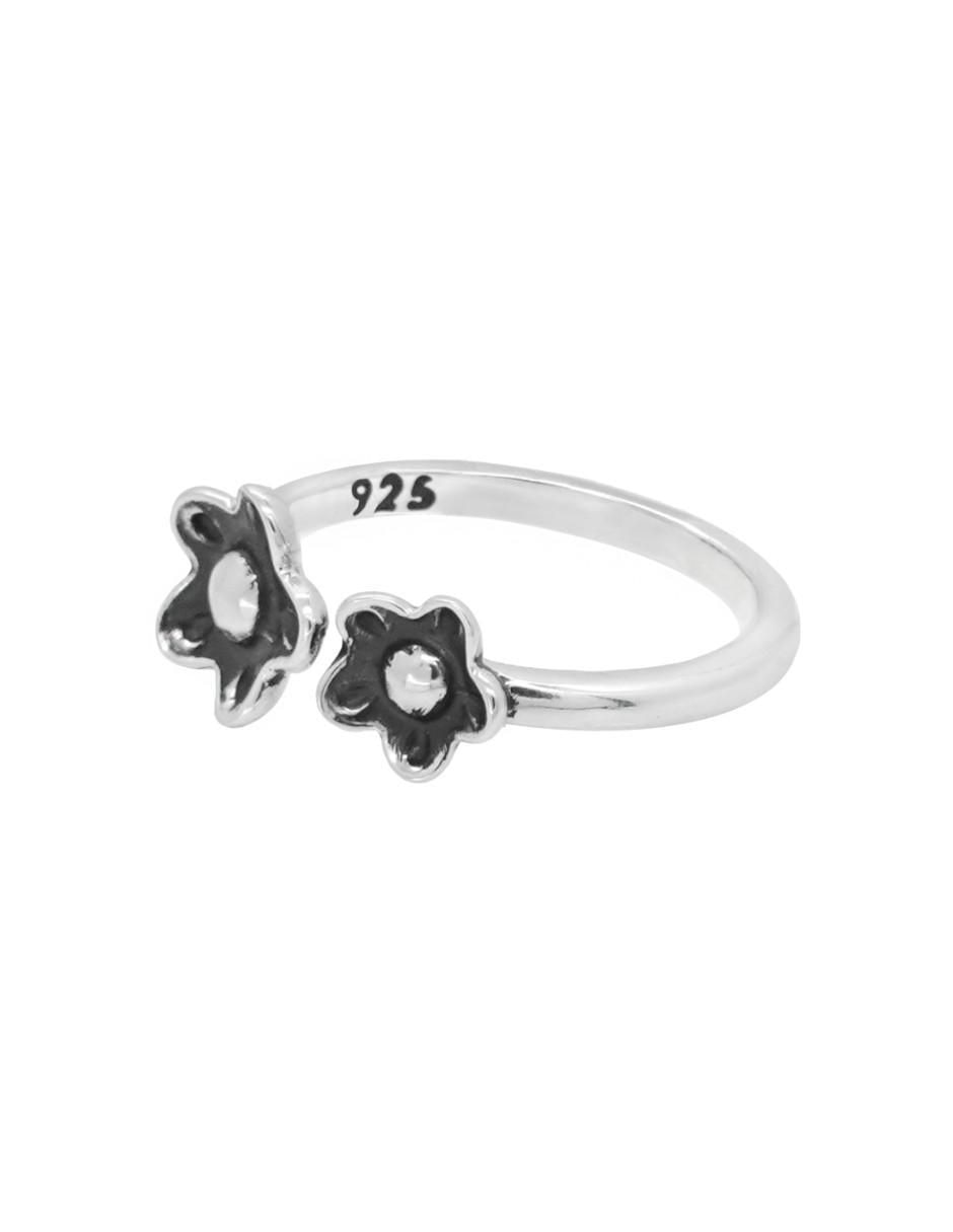 Anillo de flor P 925 de plata brillante