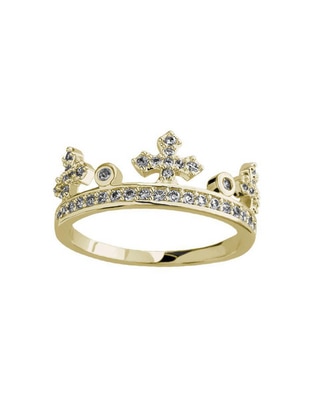 Anillo de corona Elegance cristal baño de oro Anillo de corona Elegance cristal baño de oro