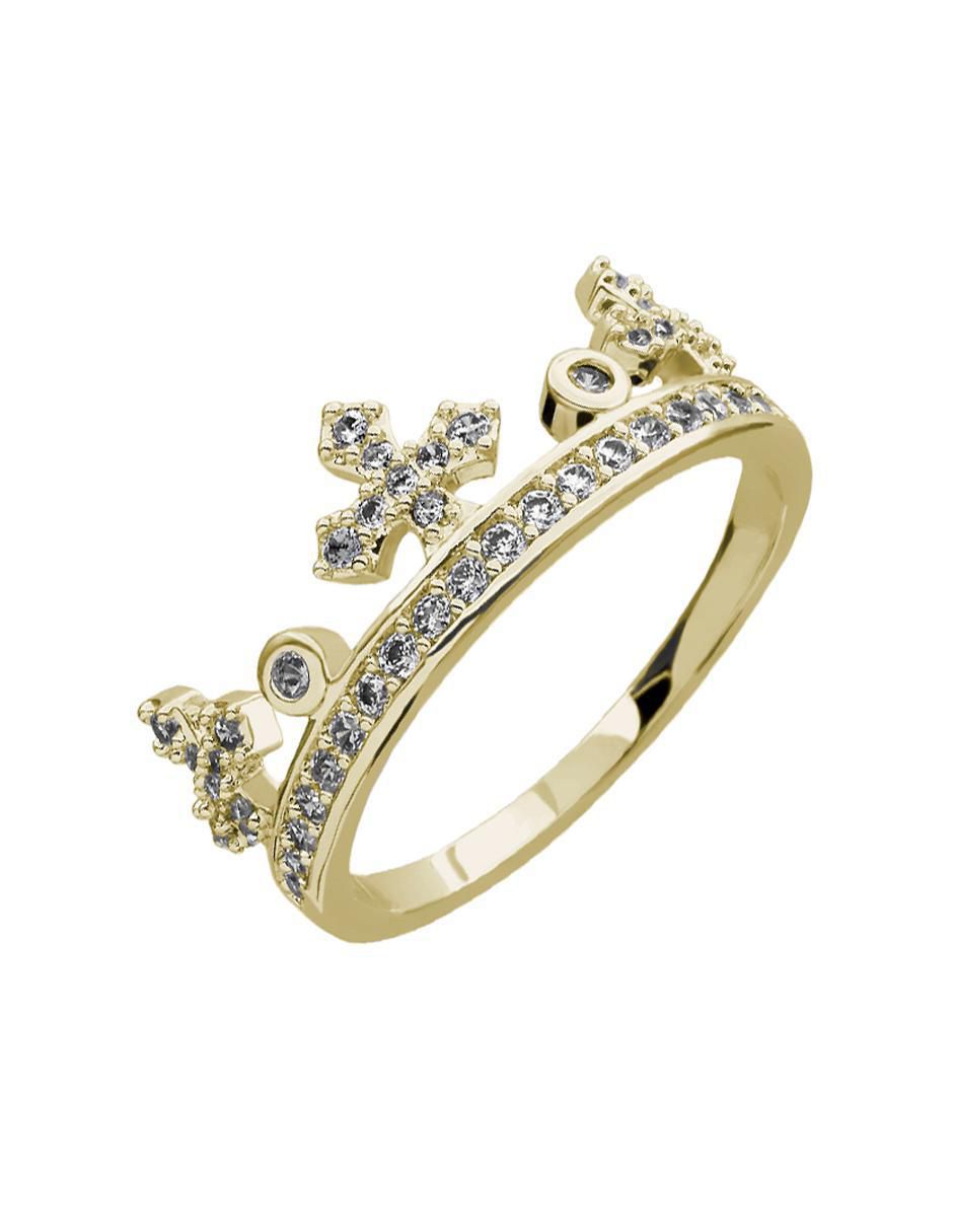 Anillo de corona Elegance cristal baño de oro 3