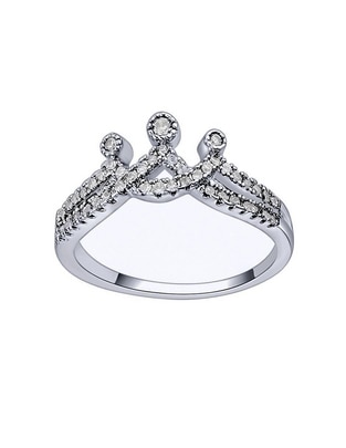 Anillo de corona Elegance cristal baño de oro blanco
