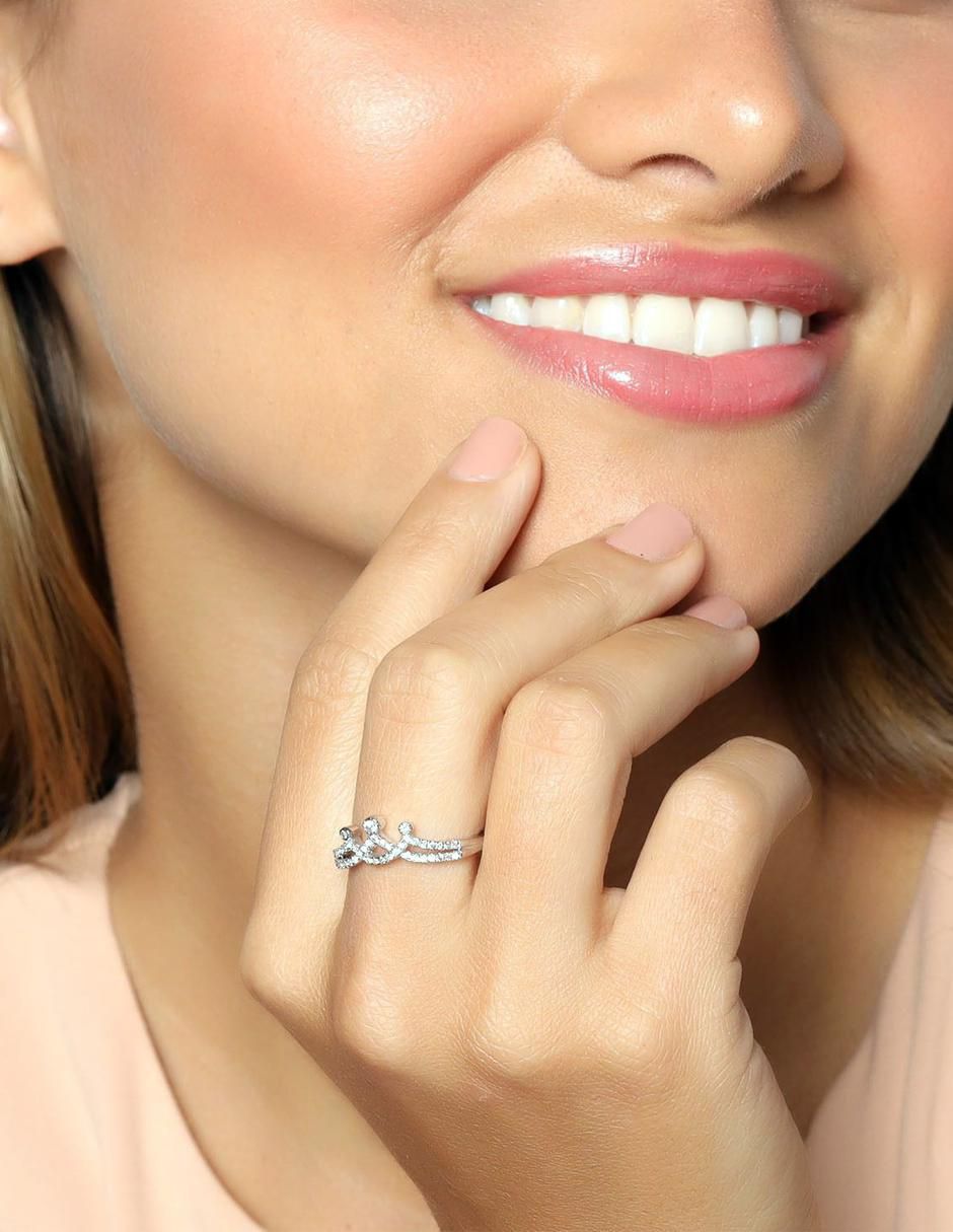 Anillo de corona Elegance cristal baño de oro blanco