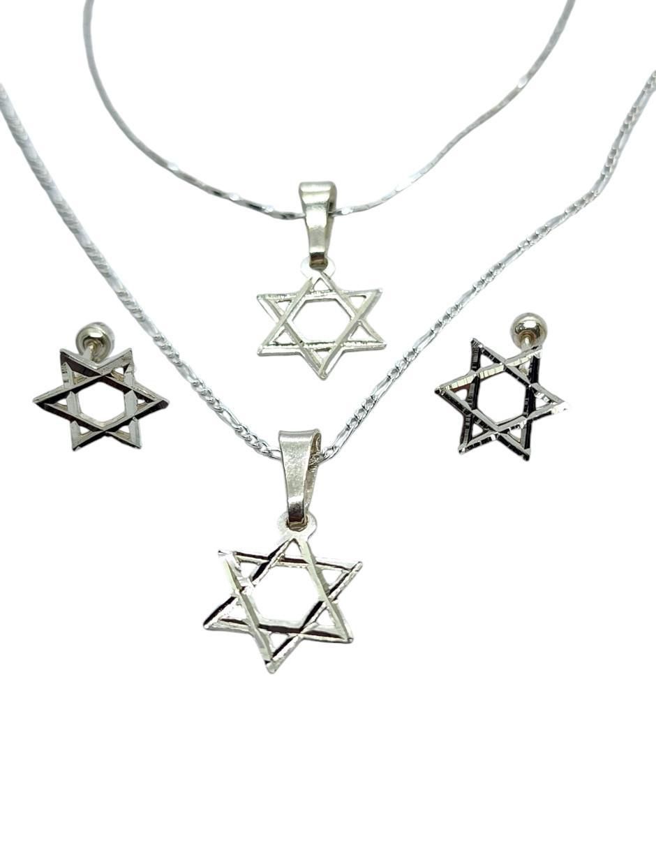 Aretes, collar y pulsera de estrella Estrella de David de plata p 925 3