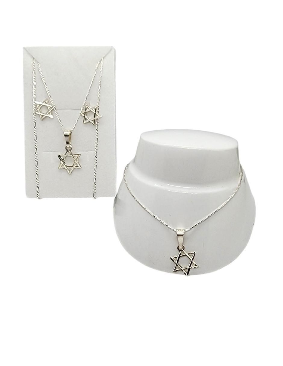Aretes, collar y pulsera de estrella Estrella de David de plata p 925 4