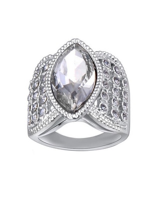 Anillo multi gemas ovalado Elegance cristal baño de oro blanco