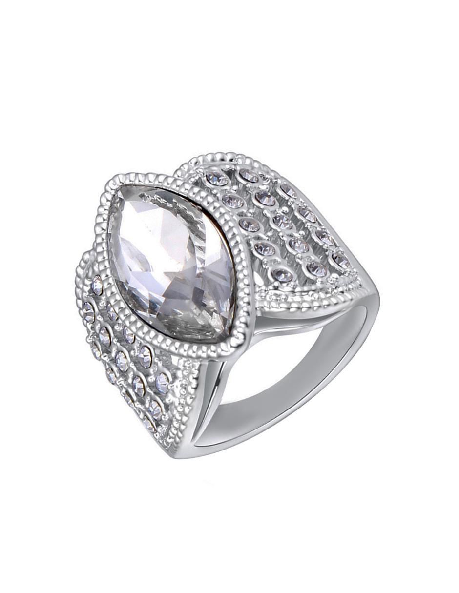Anillo multi gemas ovalado Elegance cristal baño de oro blanco 2