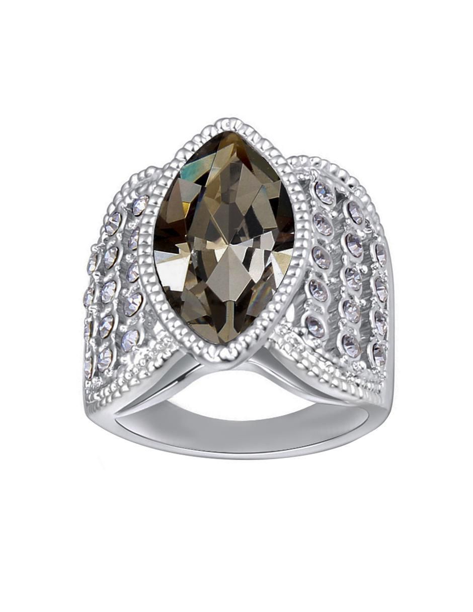 Anillo multi gemas ovalado Elegance cristal baño de oro blanco Anillo multi gemas ovalado Elegance cristal baño de oro blanco