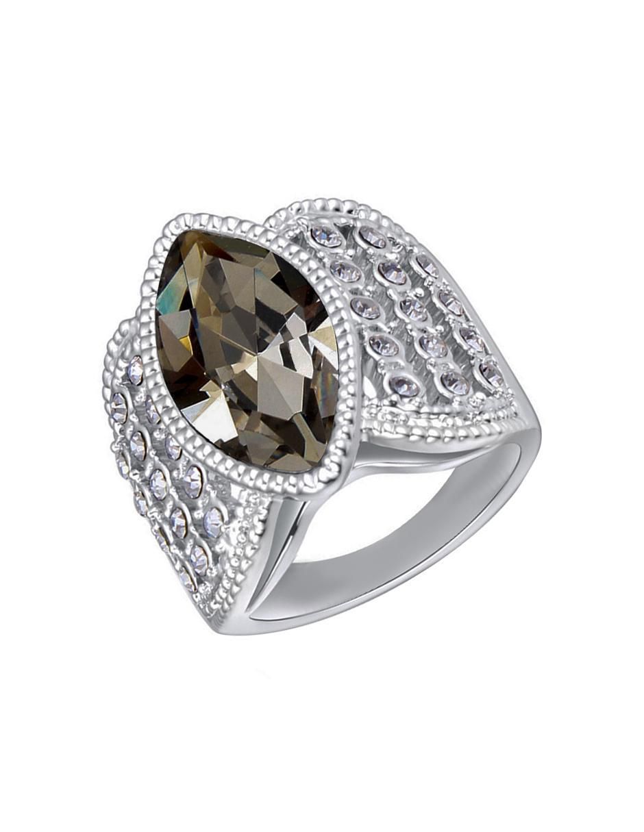 Anillo multi gemas ovalado Elegance cristal baño de oro blanco 2