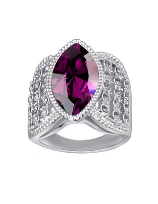 Anillo multi gemas ovalado Elegance cristal baño de oro blanco