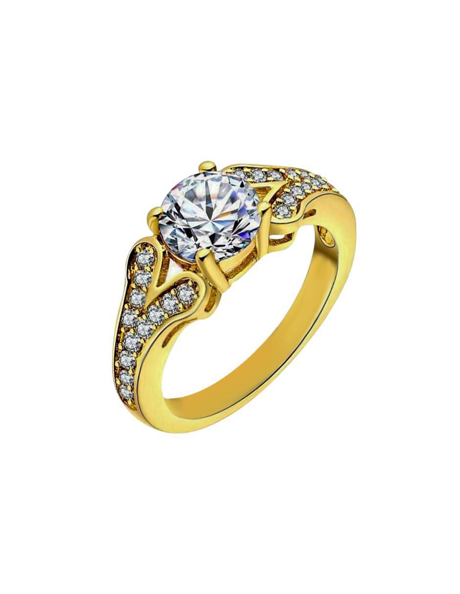 Anillo multi gemas redondo Elegance cristal baño de oro 2